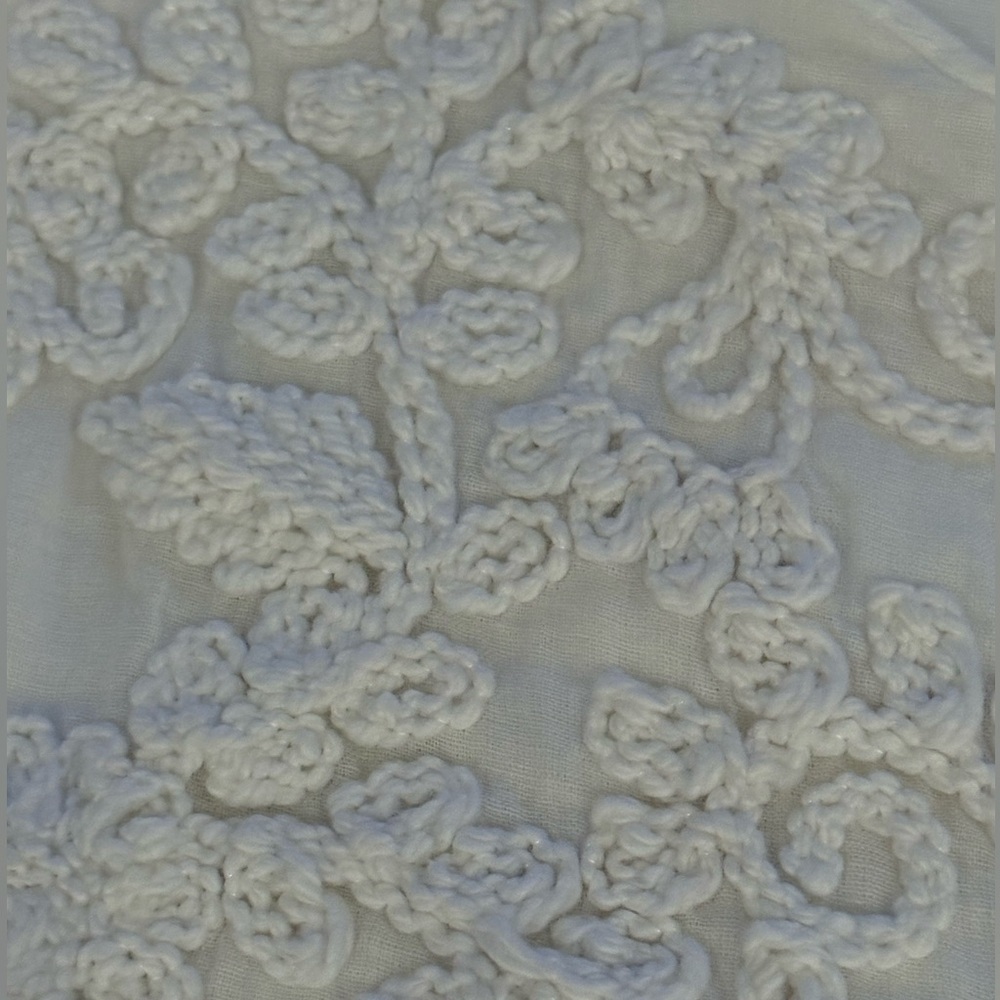Philosophy Peasant Top Cream White Split Drawstring V Neck Size SP Embroidered - Picture 7 of 11